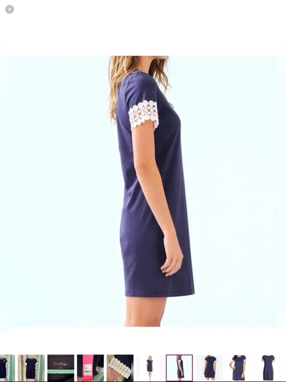 NWT Large Lilly Pulitzer Hayes True Navy Short Lace Sleeves T-Shirt Mini Dress - Picture 2 of 5